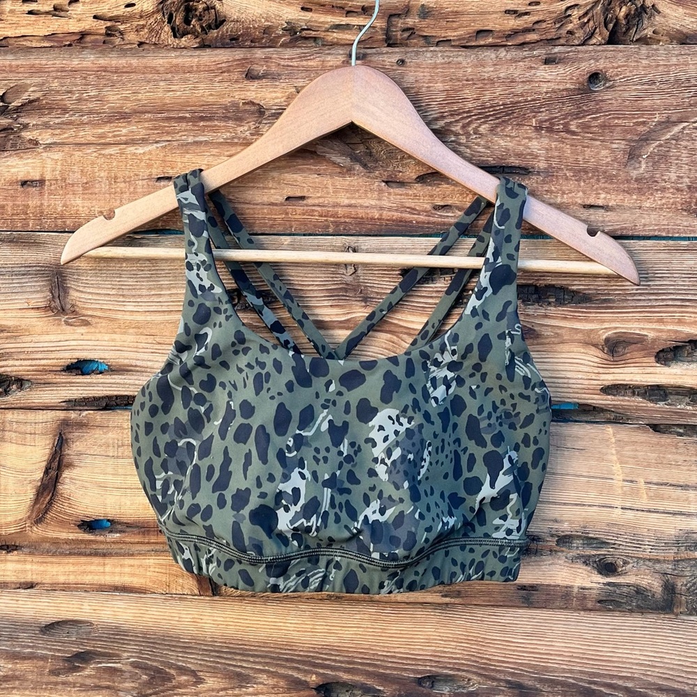 LULULEMON | Olive Green Animal Print Sports Bra 10